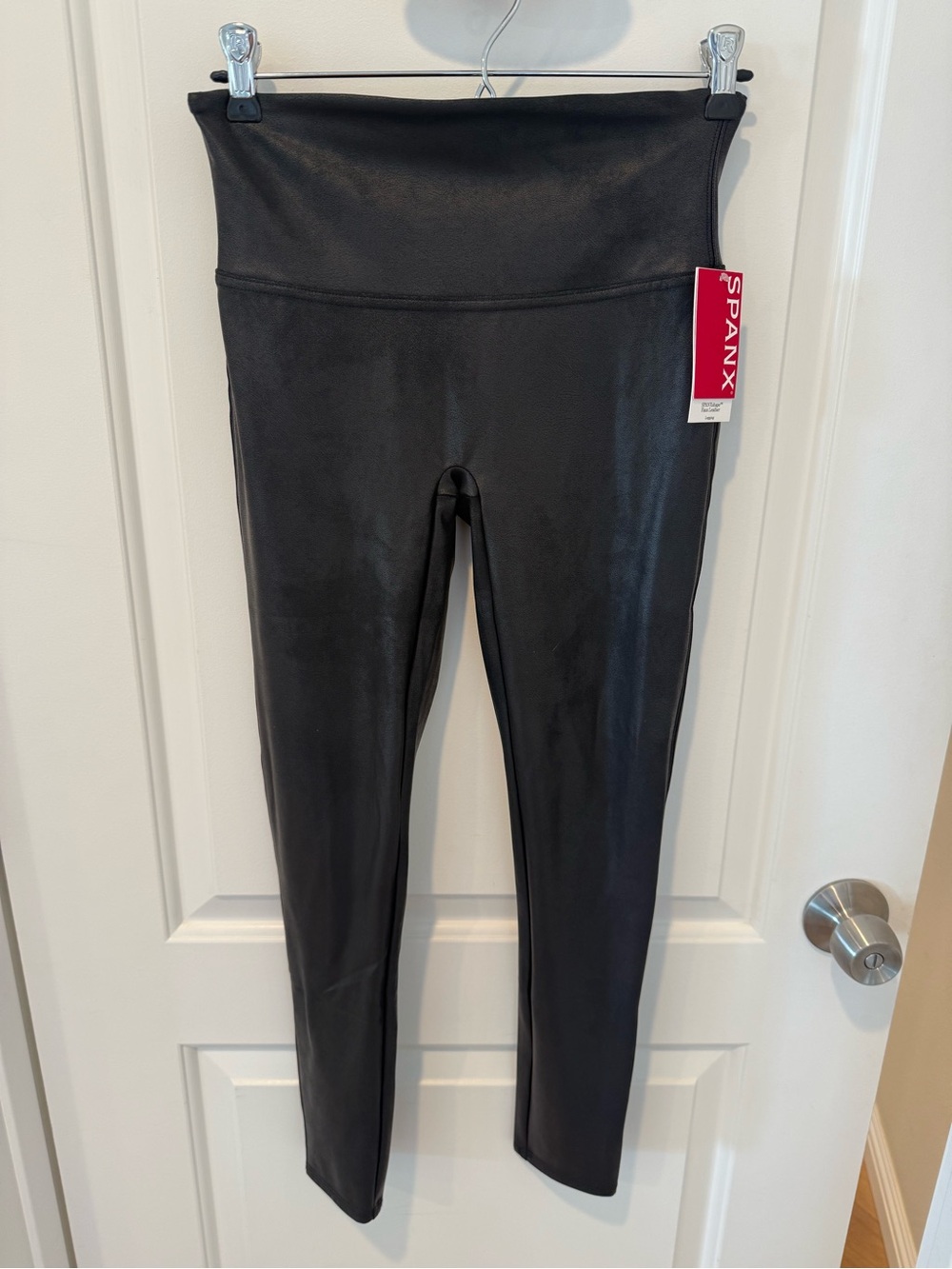 SPANX High-Waist Faux Leather Look Leggings - Black